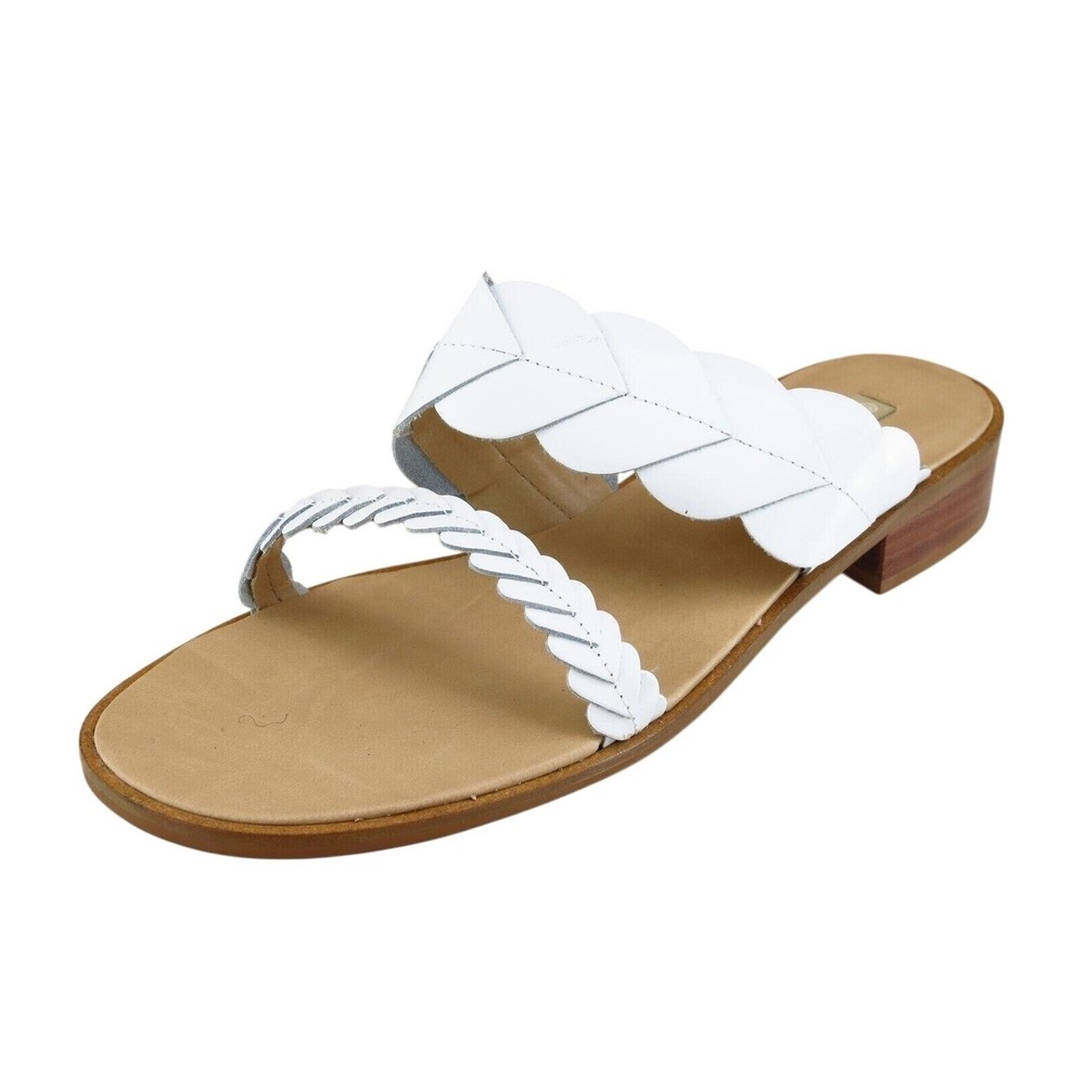 Partners Size 7.5 B Women Sandal Slide White Leather Cayman